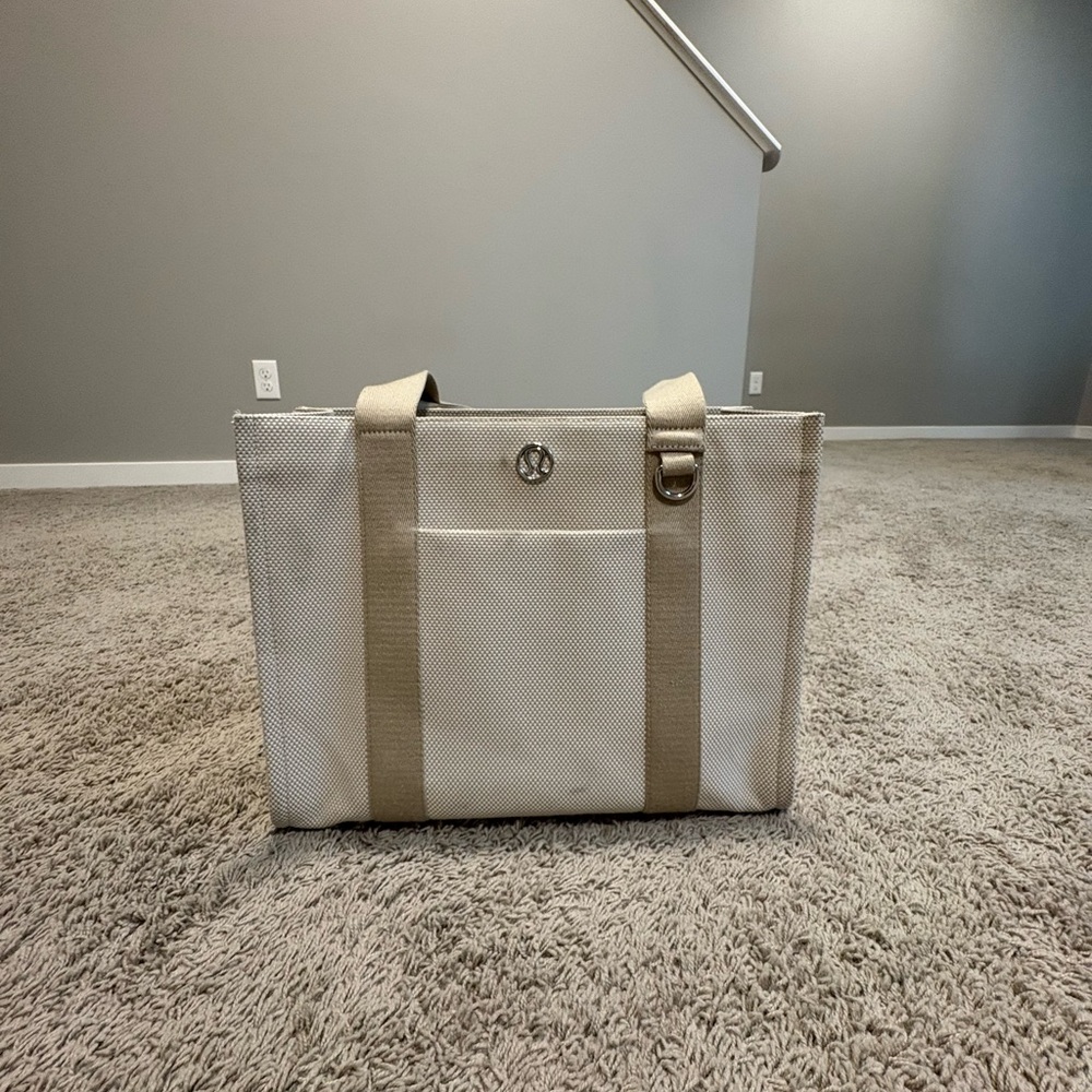 Lululemon Athletica Gray and Tan Laptop Bag